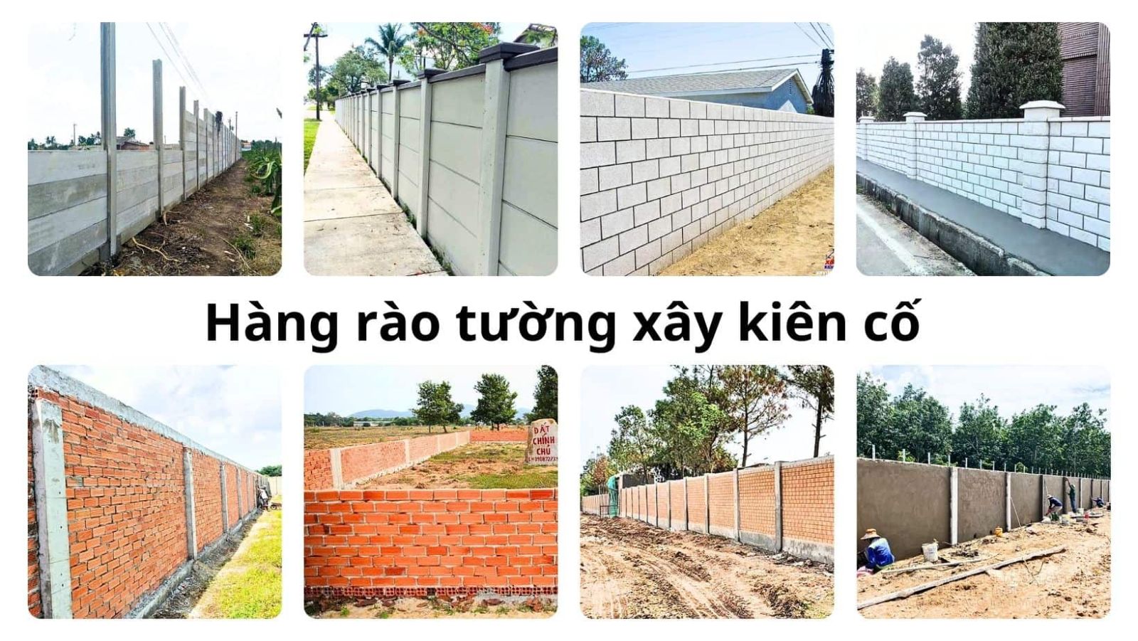 hàng rào xây tường kiên cố